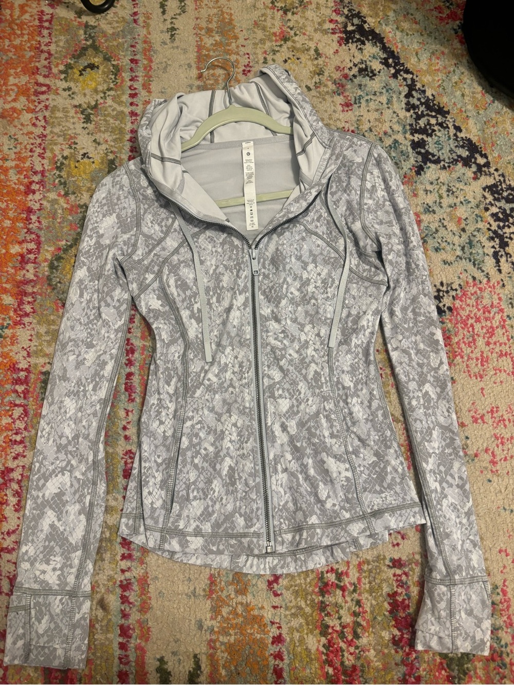 lululemon athletica Light Gray Printed Full-Zip Hoodie